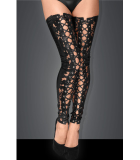 Чулки без носка на шнуровке, Noir Handmade, черные, размер L - No Taboo