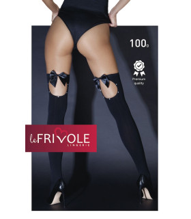 Еротичні Панчохи Чорні з бантами і стразами S / M - No Taboo