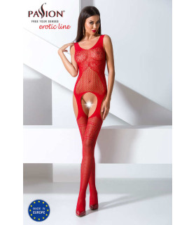 Эротический комбинезон красного цвета с имитацией чулок, о/s - No Taboo