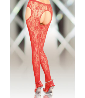 Колготы с интимным вырезом SoftLine красные размер S/M - No Taboo