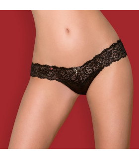 Эротические стринги чёрные кружевные L/XL - No Taboo