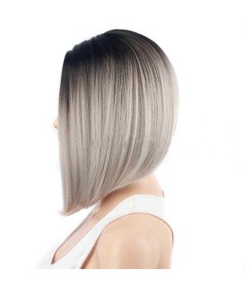 Перука подовжене каре Омбре чорно-сірий штучний 30 см - No Taboo