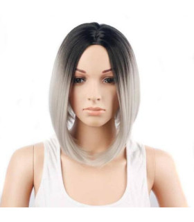 Перука подовжене каре Омбре чорно-сірий штучний 30 см - No Taboo