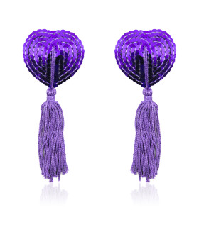 Пестисы в форме сердец IDEA SM с кисточками, фиолетовые - No Taboo