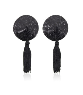Пестіси круглі чорні стрази з пензликами - No Taboo