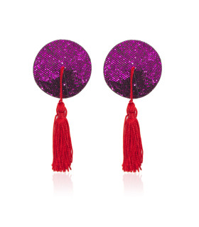 Пестіси круглі IDEA SM з червоними пензликами, фіолетові - No Taboo