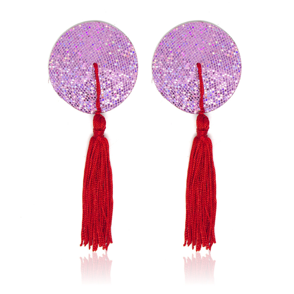 Пестисы круглые розовые с красными кисточками (33125), zoom