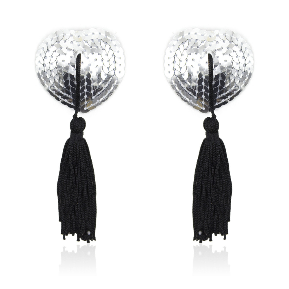 Пестисы сердца серебристые с черными кисточками (33173), zoom