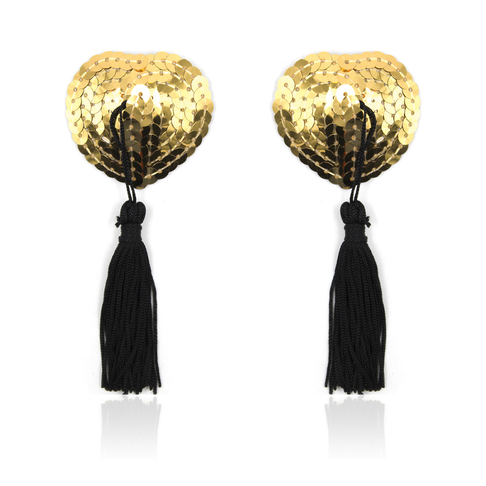 Пестисы сердца золотые с черными кисточками (33107), zoom