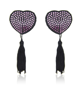 Пэстисы в форме сердце розовые стразы с кисточками - No Taboo