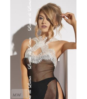 Сексуальне чорне довге плаття з білим мереживом Me-Seduce M - No Taboo