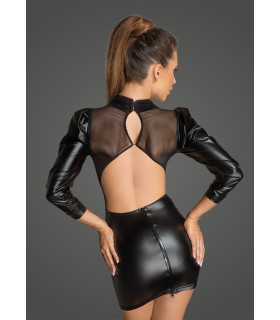 Платье длинный рукав, открытая грудь F201 Noir Handmade S - No Taboo