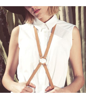 Портупея с кольцом на груди MAZE Bijoux Indiscrets бежевая, OS - No Taboo