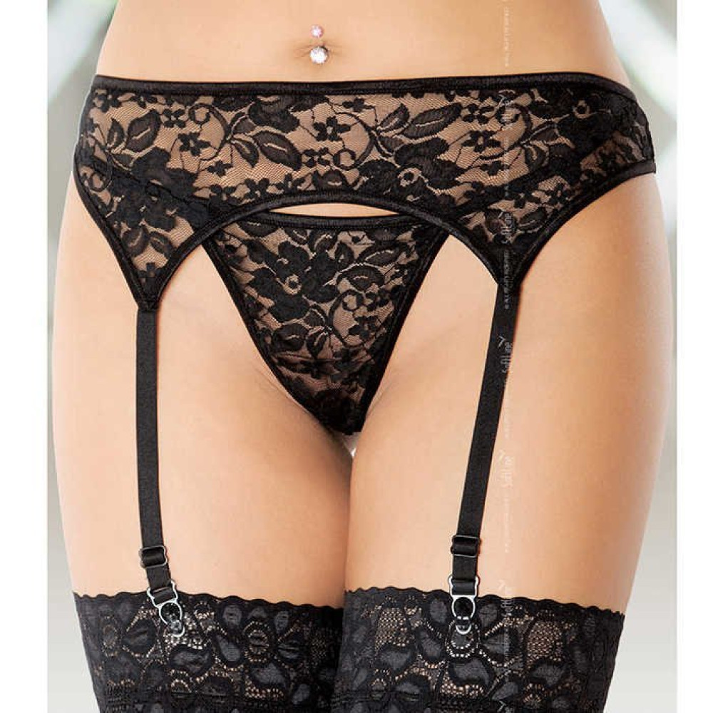 Пояс черный кружевной, S/M (4313), zoom