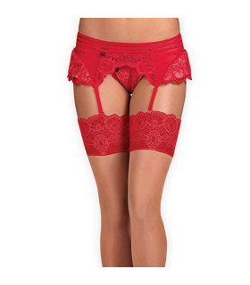 Сексуальный пояс со стрингами красный кружевной S/M - No Taboo