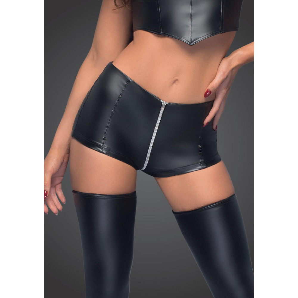 Шортики Noir Handmade, виниловые с молнией в интимном месте размер M, черные (31921), zoom