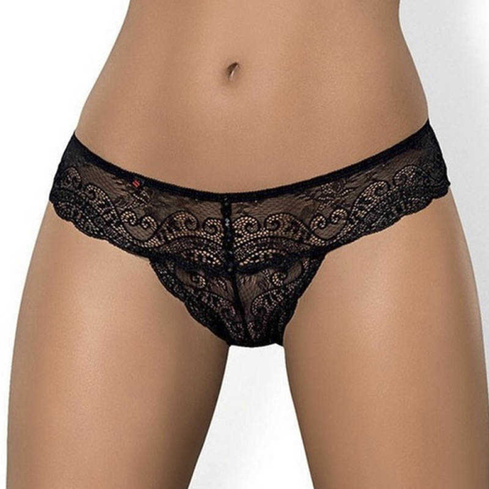 Сексуальні стрінги мереживні чорні L / XL (36263), zoom