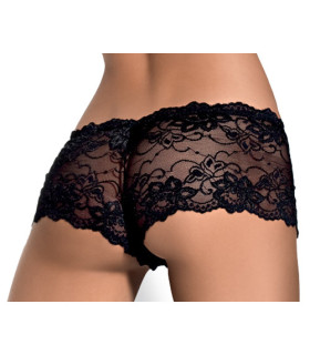 Еротичні шортики з квітковим мереживом і бантиком Obsessive Imperia, чорні, XXL - No Taboo