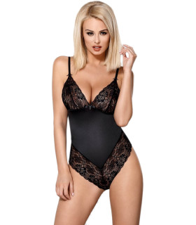 Эротическое боди с кружевом из атласа S/M - No Taboo