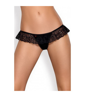 Сексуальные стринги с кружевной юбочкой чёрные L/XL - No Taboo