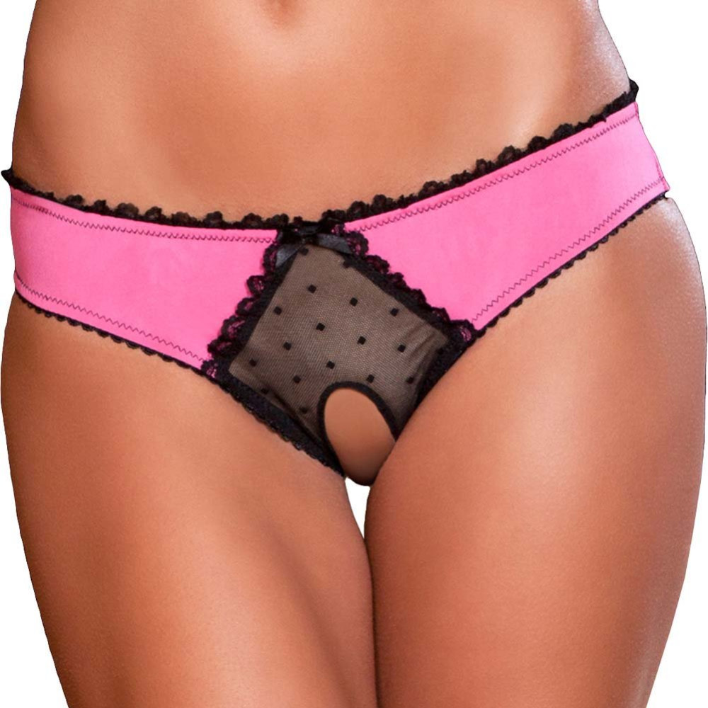 Трусики рожеві Rene Rofe CROTCHLESS FRILLS PANTY S/M (28525), zoom