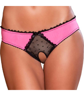 Трусики рожеві Rene Rofe CROTCHLESS FRILLS PANTY S/M - No Taboo