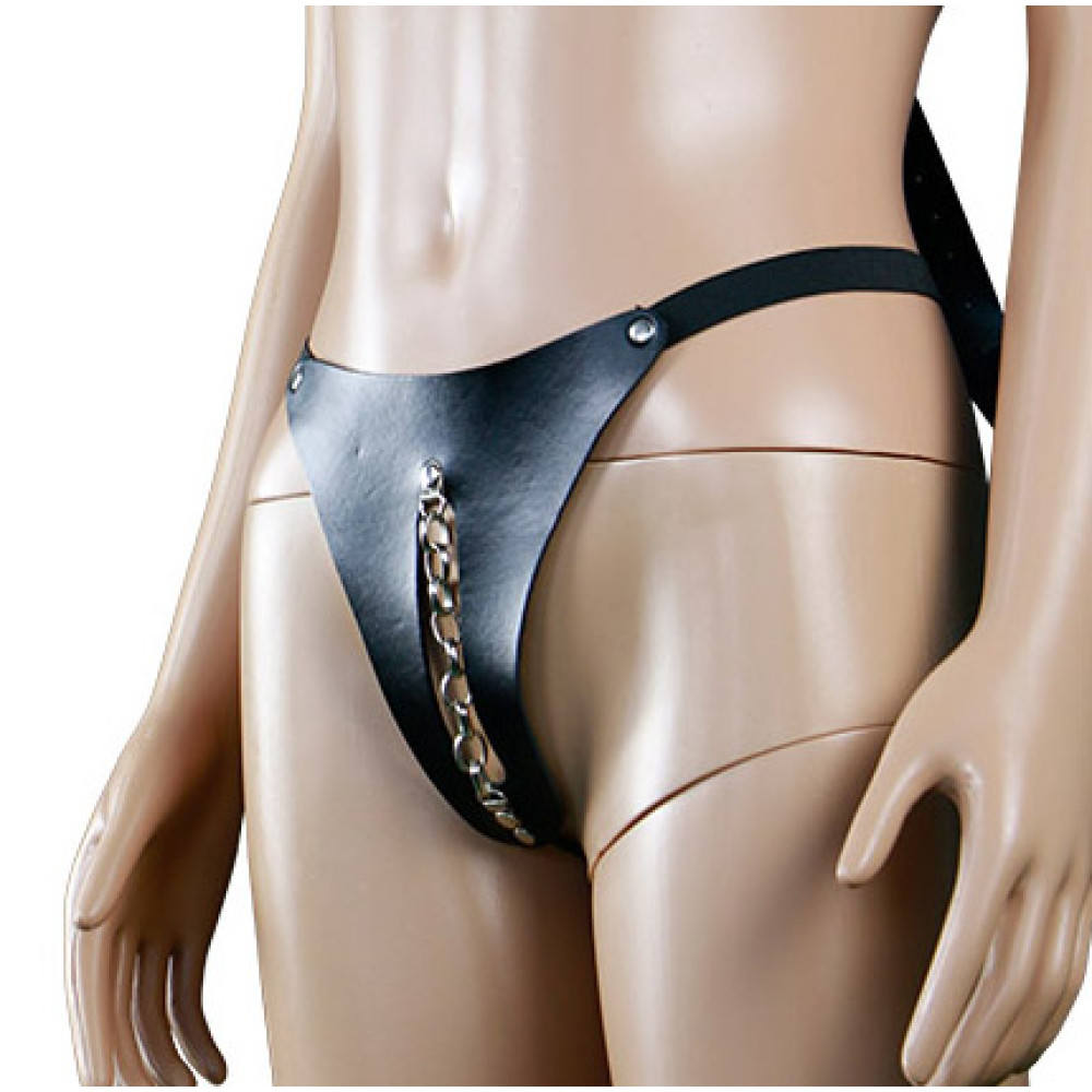 Трусы для БДСМ с металлическими элементами и открытым доступом, чёрные BEING Fetish S/M (30403), zoom