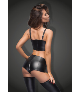 Шортики Noir Handmade, виниловые с молнией в интимном месте размер S, черные - No Taboo