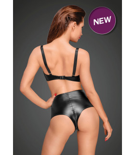 Трусы-шорты с декоративными складками виниловые чёрные Noir Handmade M - No Taboo