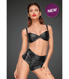 Трусы-шорты с декоративными складками виниловые чёрные Noir Handmade M - No Taboo