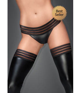 Сексуальные стринги с широкой полупрозрачной резинкой, чёрные Noir Handmade S - No Taboo