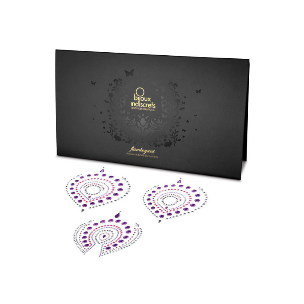 Прикраси для грудей та бікіні зі стразами Flamboyant від Bijoux Indiscrets, рожево-фіолетові (30924), zoom