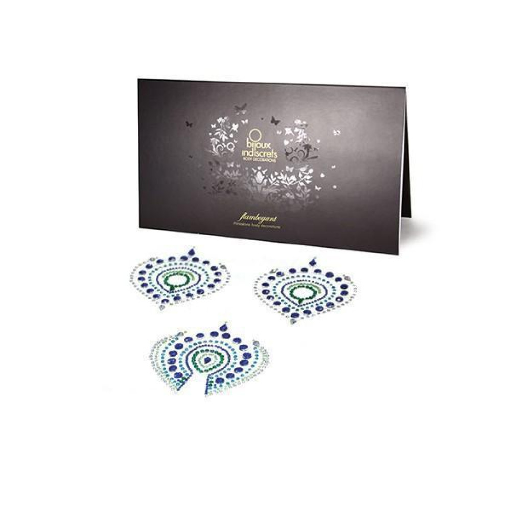 Украшения для груди и бикини со стразами Flamboyant от Bijoux Indiscrets, изумрудно-голубые (30923), zoom