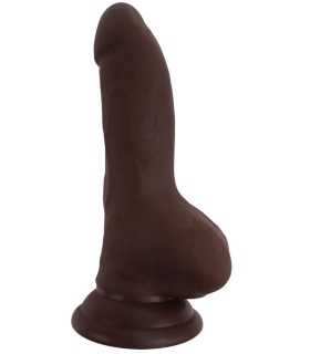 Фалоімітатор кібершкіра, на присоску, з хребтом, коричневий - No Taboo
